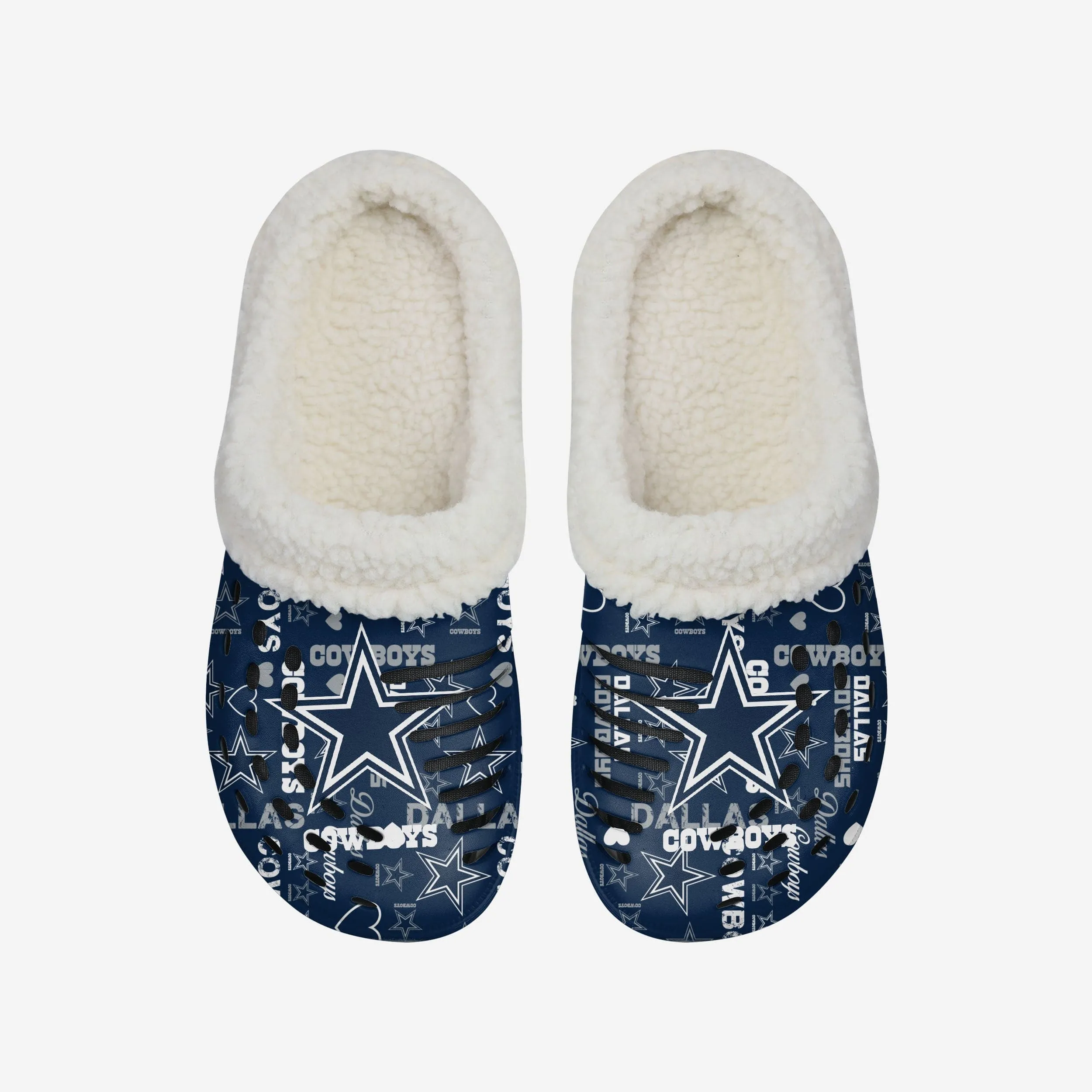 Dallas Cowboys Womens Sherpa Lined Logo Love Clog