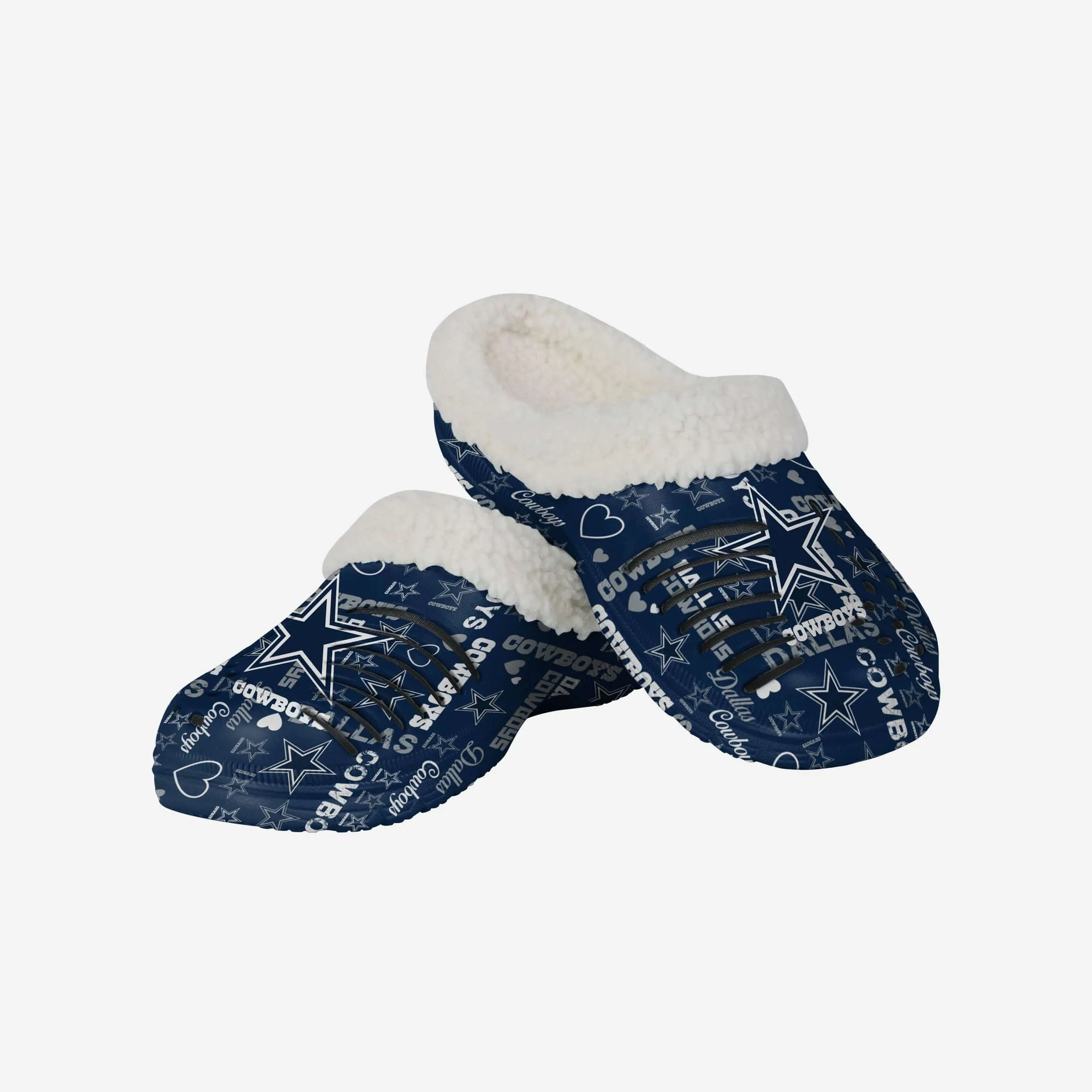 Dallas Cowboys Womens Sherpa Lined Logo Love Clog