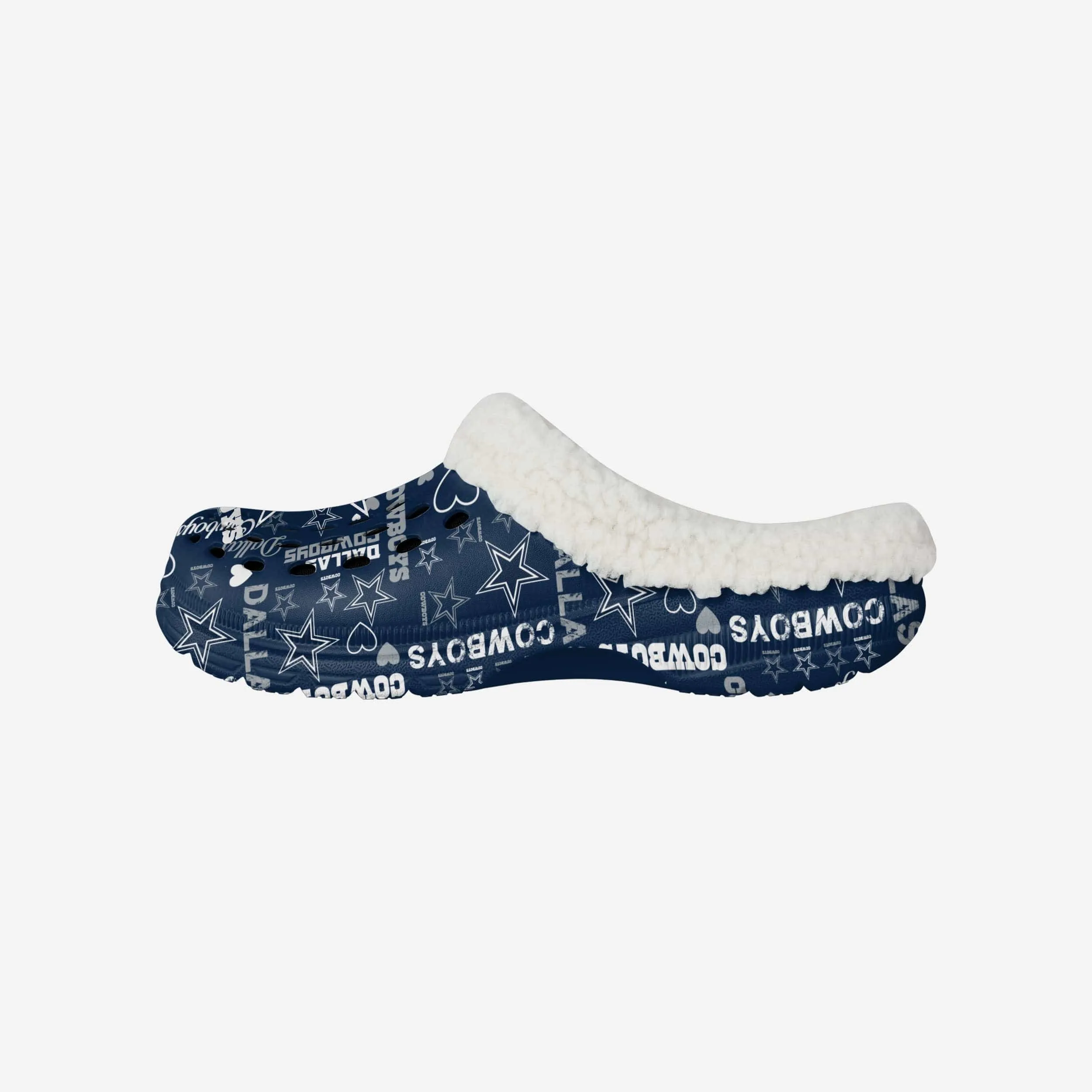 Dallas Cowboys Womens Sherpa Lined Logo Love Clog