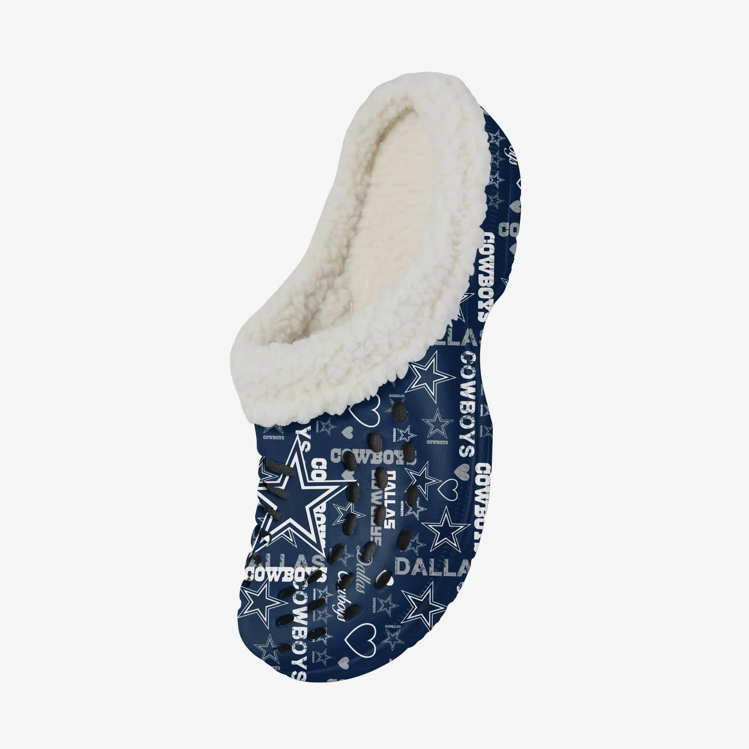 Dallas Cowboys Womens Sherpa Lined Logo Love Clog