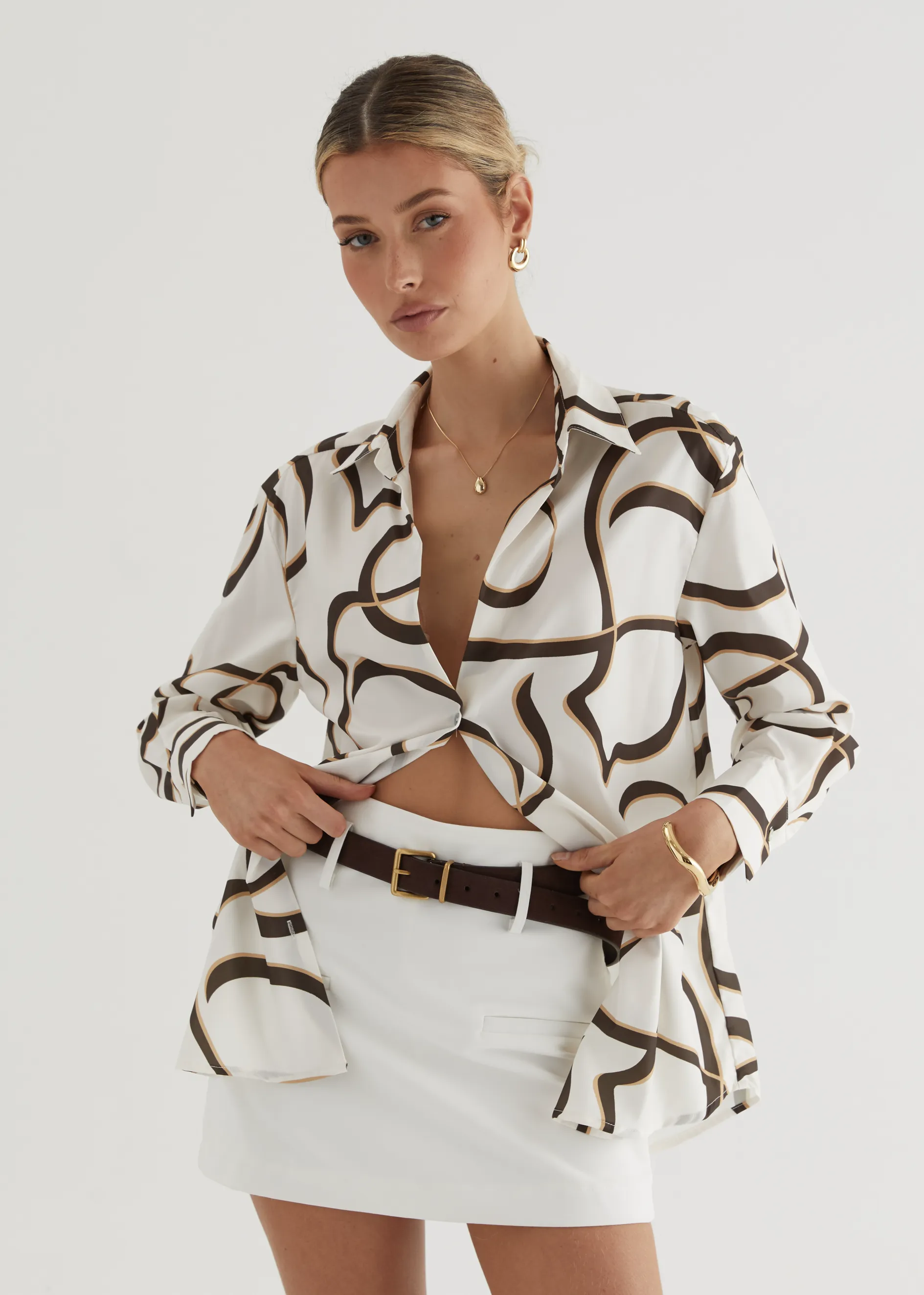 Delaray Shirt - Brown Swirl