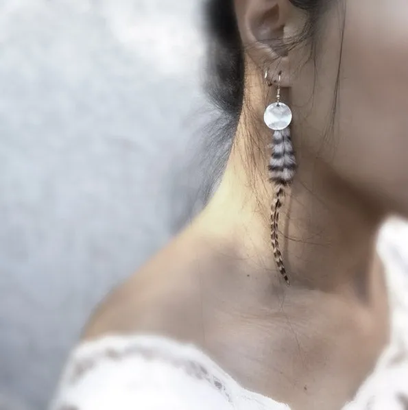 Desert Snow Feather Shell Earrings