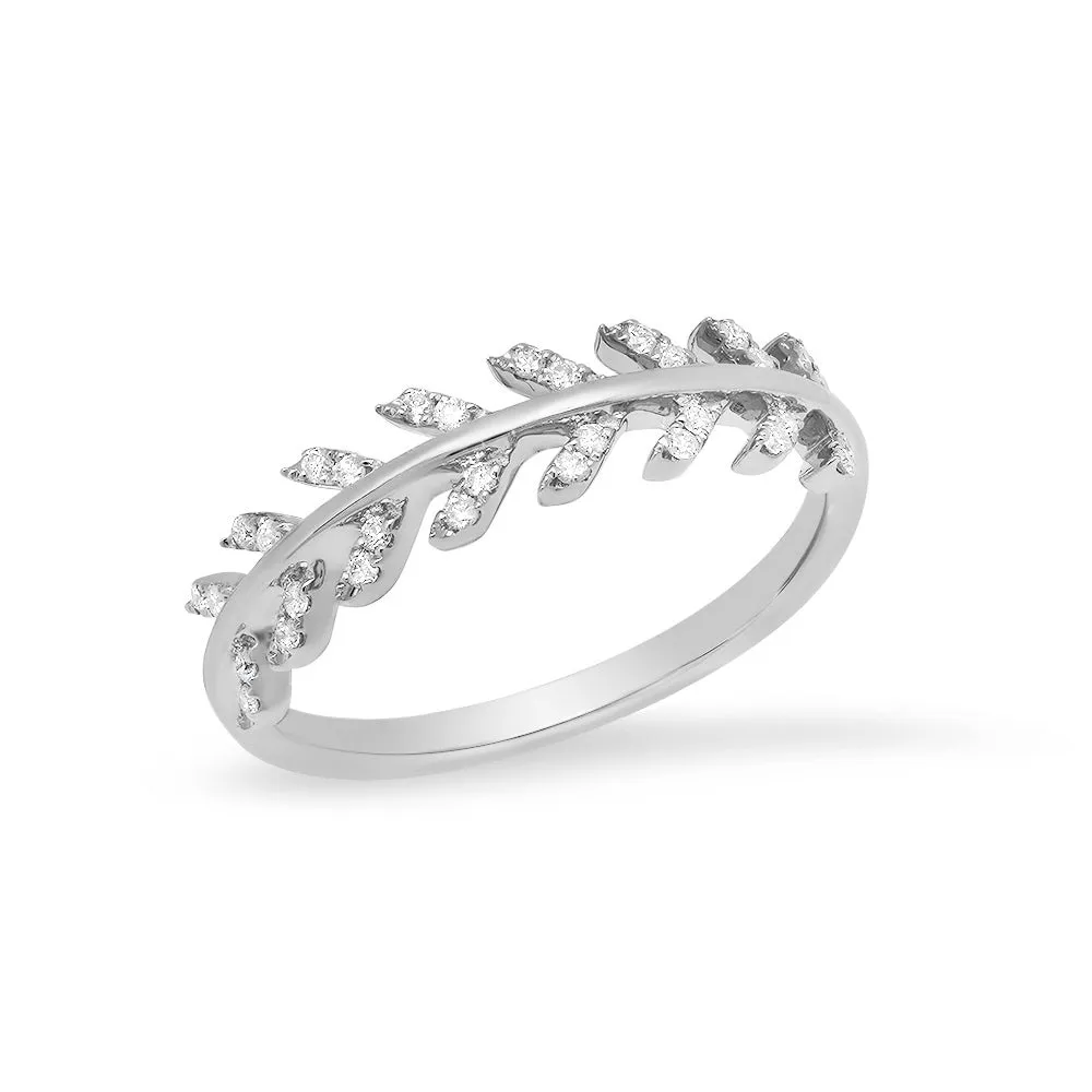 Diamond Leaf Wrap Band Ring