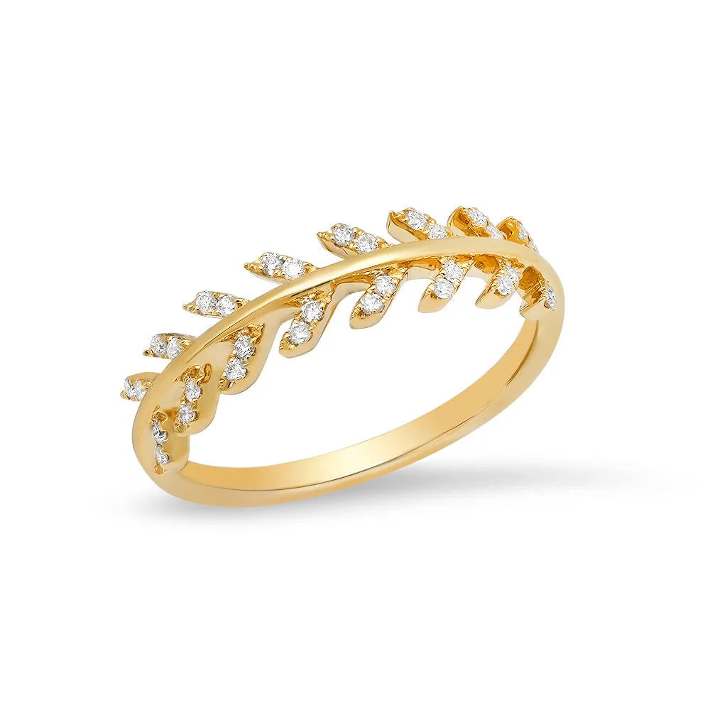 Diamond Leaf Wrap Band Ring
