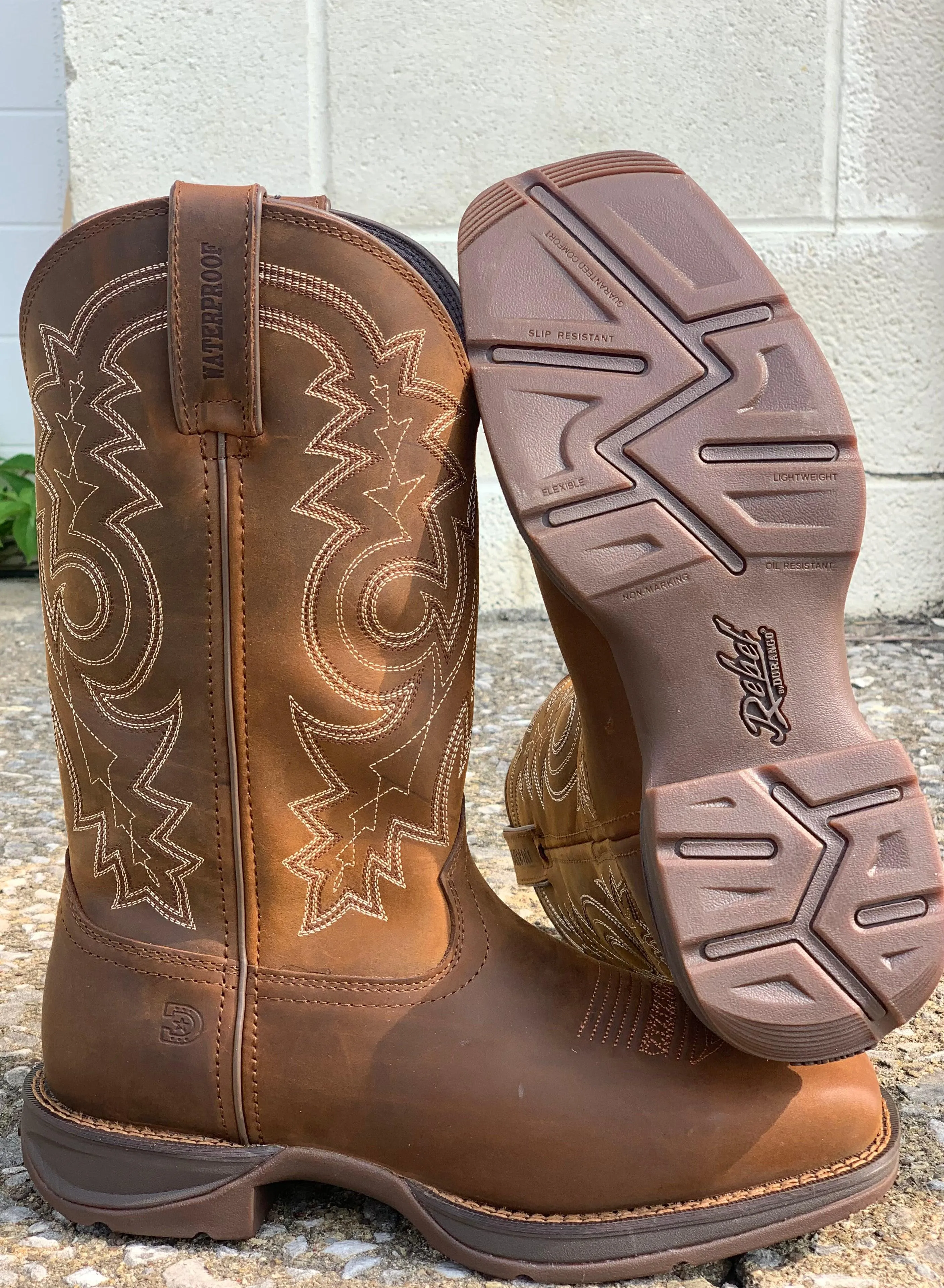 Durango Rebel Work Brown Steel Toe Waterproof Square Toe Work Boots DDB0389