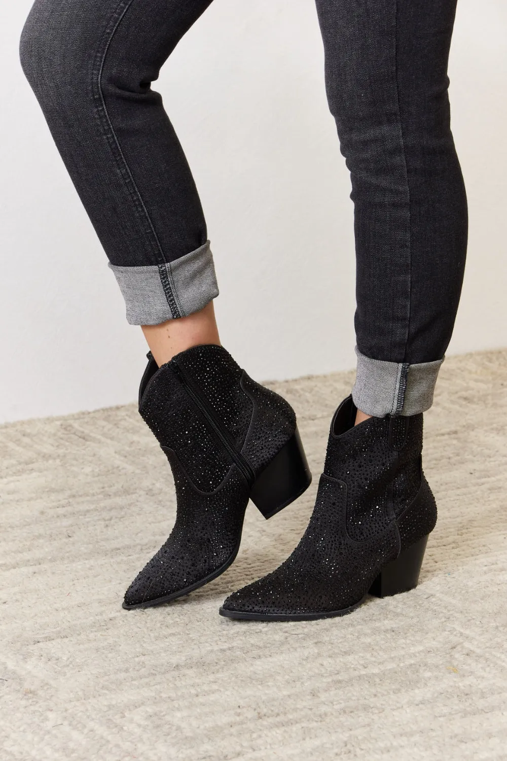East Lion Corp Rhinestone Ankle Cowboy Boots Rhinestone Ankle Cowboy Boots for Women