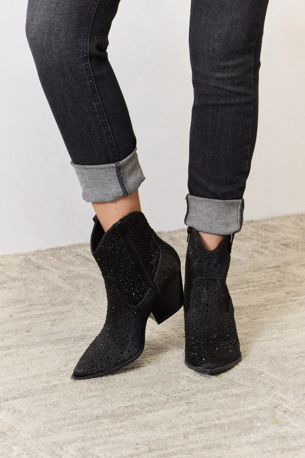 East Lion Corp Rhinestone Ankle Cowboy Boots Rhinestone Ankle Cowboy Boots for Women