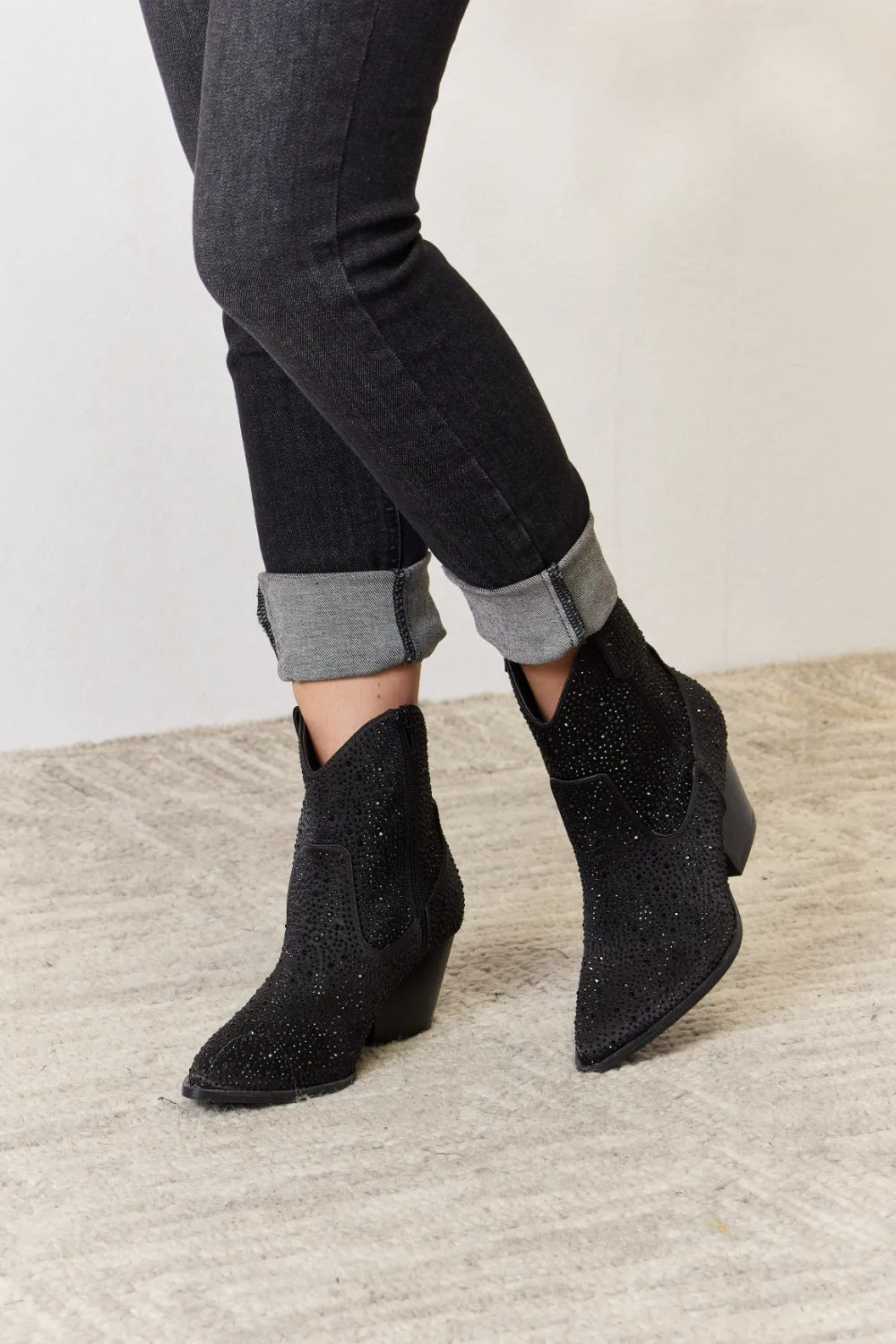 East Lion Corp Rhinestone Ankle Cowboy Boots Rhinestone Ankle Cowboy Boots for Women
