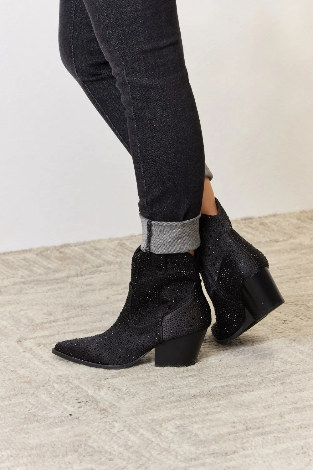 East Lion Corp Rhinestone Ankle Cowboy Boots Rhinestone Ankle Cowboy Boots for Women