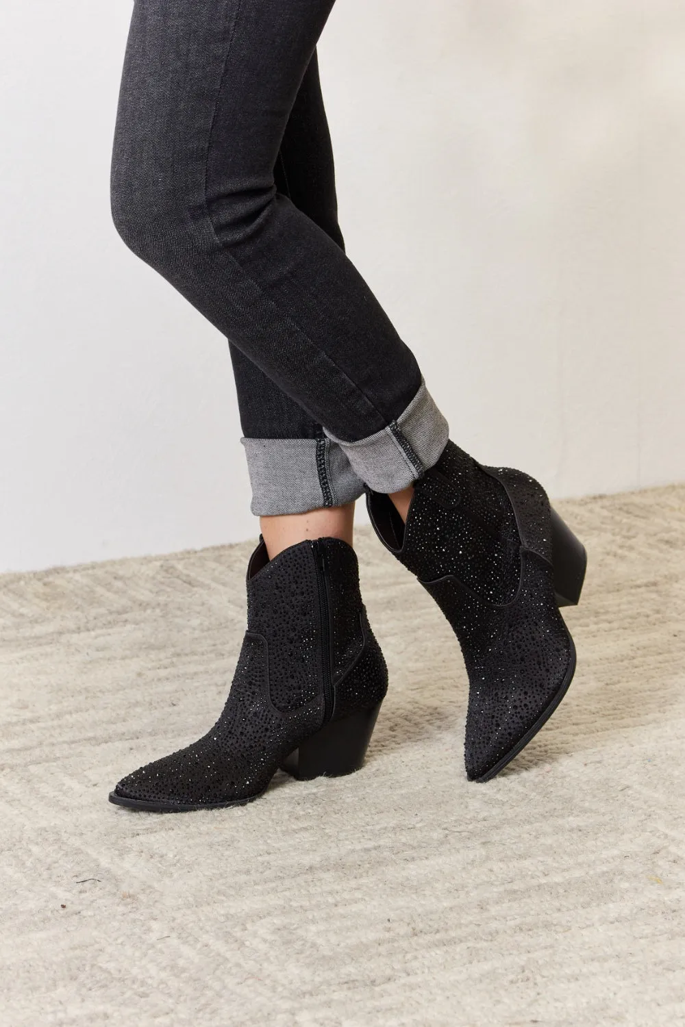 East Lion Corp Rhinestone Ankle Cowboy Boots Rhinestone Ankle Cowboy Boots for Women