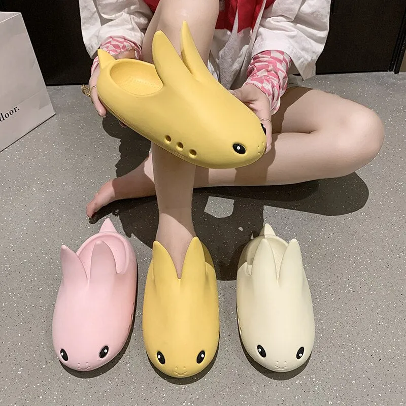 Easter Gift Bunny Shoes Women Lovely Rabit Sandals Light Weight Summer Platform Clogs Outdoor Slippers Soft Girl Slide Anti-slip