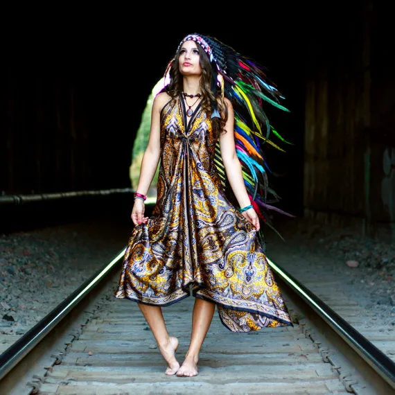 Extra Large Colorful Feather Headdress. Rainbow headdress