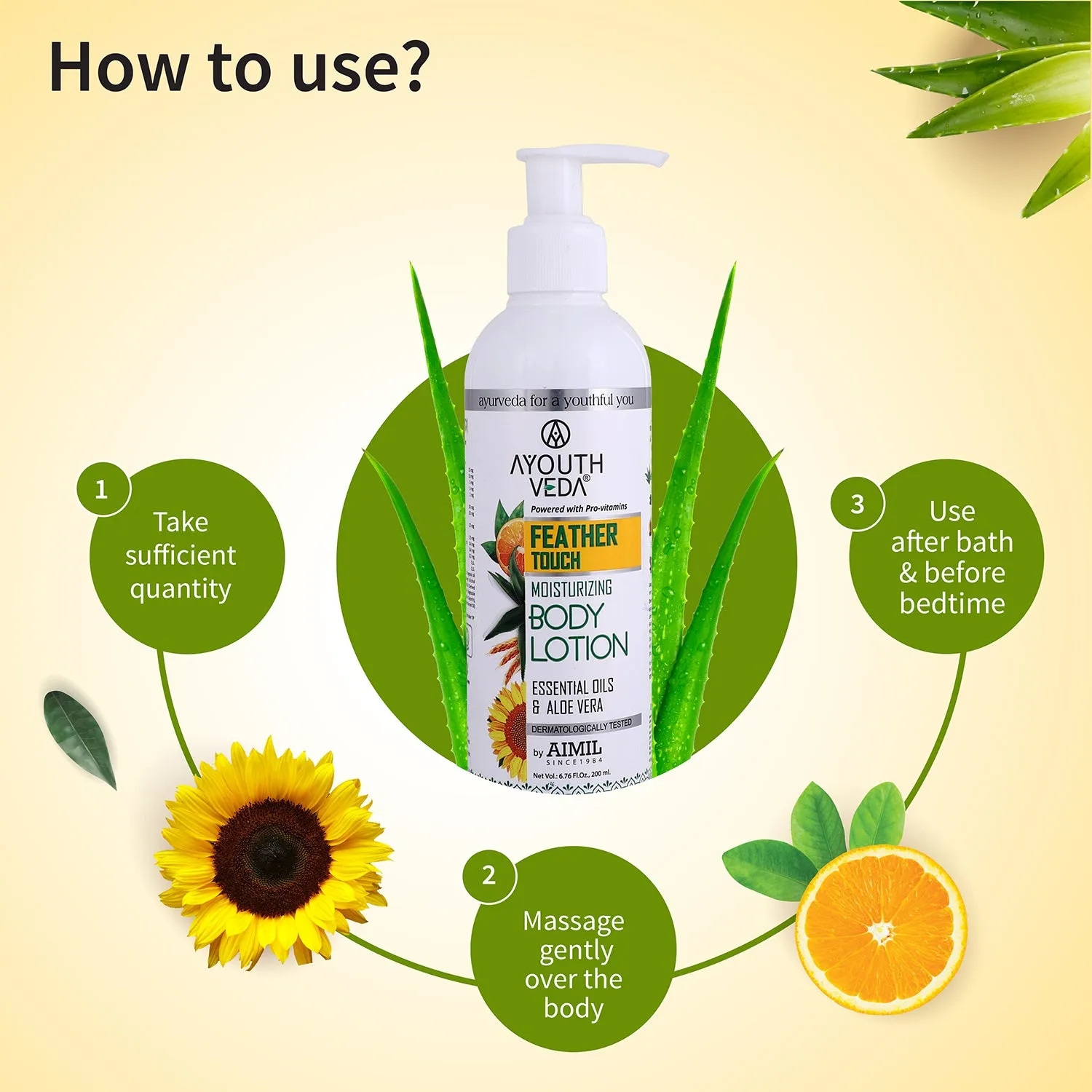 Feather Touch Moisturizing Body Lotion With Aloe vera (Net Qty- 200ml)