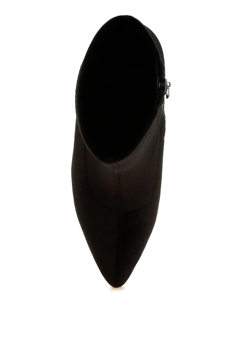 Flared Block Heel Velvet Boots By RAG