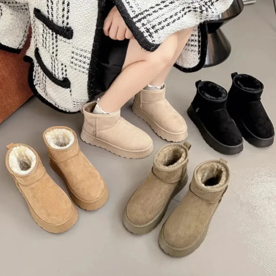 Fleece-Lined Suede Winter Boots