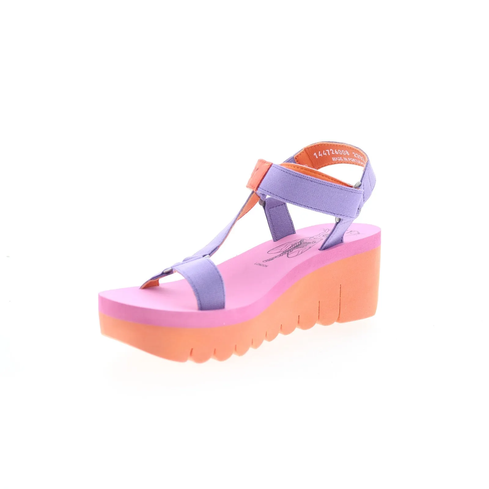 Fly London Yefa YEFA726FLY-008 Womens Purple Leather Platform Sandals Shoes