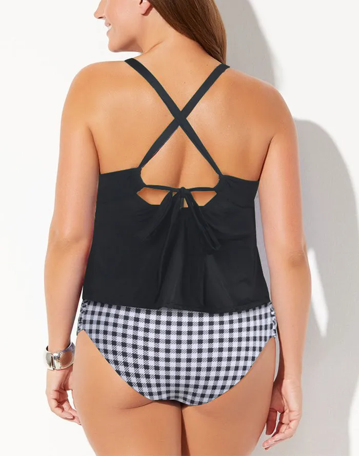 FULLFITALL - Leaves Scarf X-Back Tankini Set