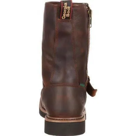 Georgia Men's Side Zipper Waterproof Wellington Work Boot - Brown - G4124