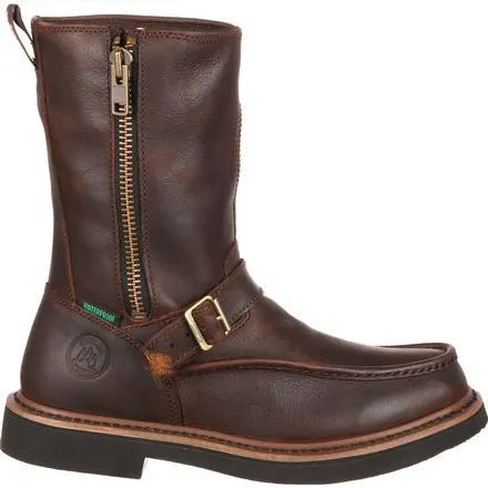 Georgia Men's Side Zipper Waterproof Wellington Work Boot - Brown - G4124