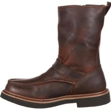 Georgia Men's Side Zipper Waterproof Wellington Work Boot - Brown - G4124