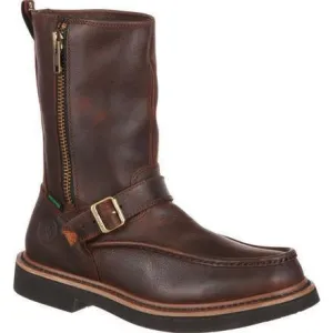 Georgia Men's Side Zipper Waterproof Wellington Work Boot - Brown - G4124