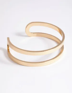 Gold Plated Smooth Cuff Bangle Bracelet