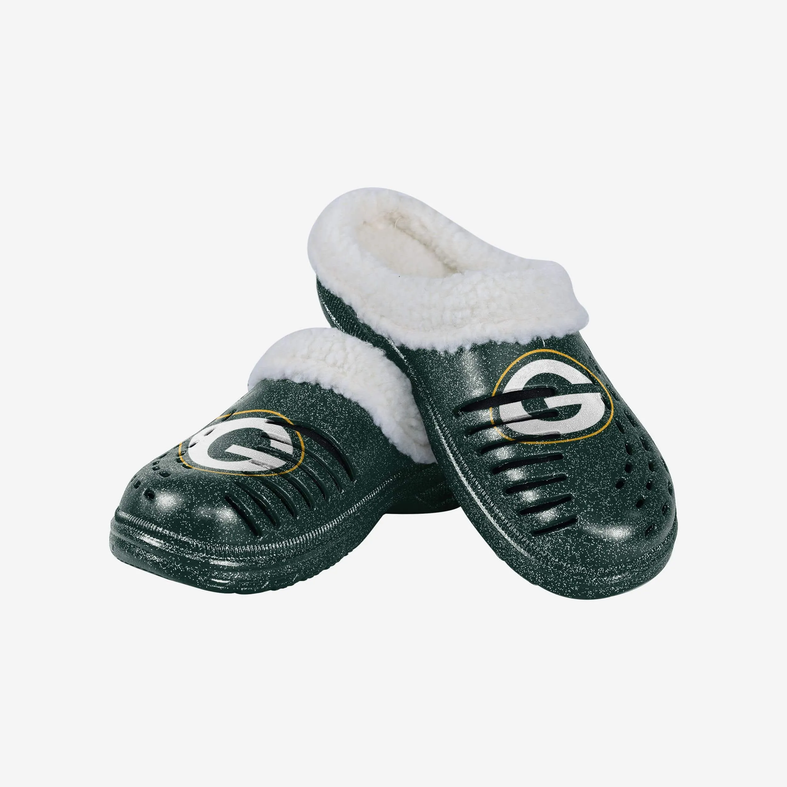 Green Bay Packers Womens Sherpa Lined Glitter Clog