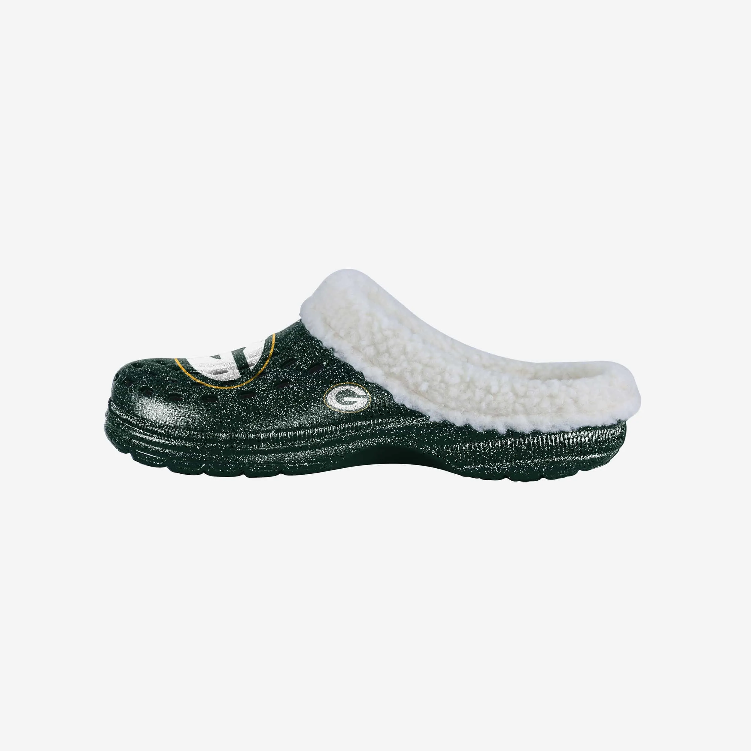 Green Bay Packers Womens Sherpa Lined Glitter Clog