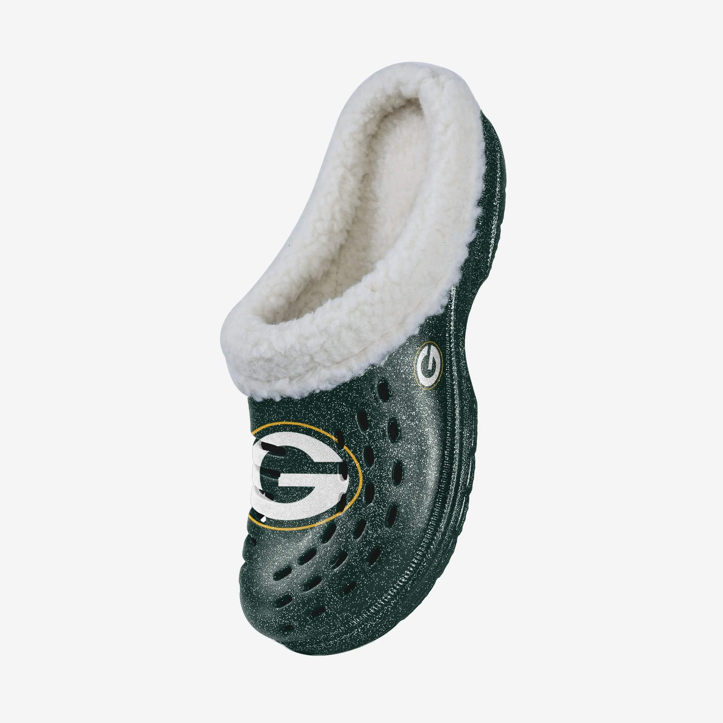 Green Bay Packers Womens Sherpa Lined Glitter Clog