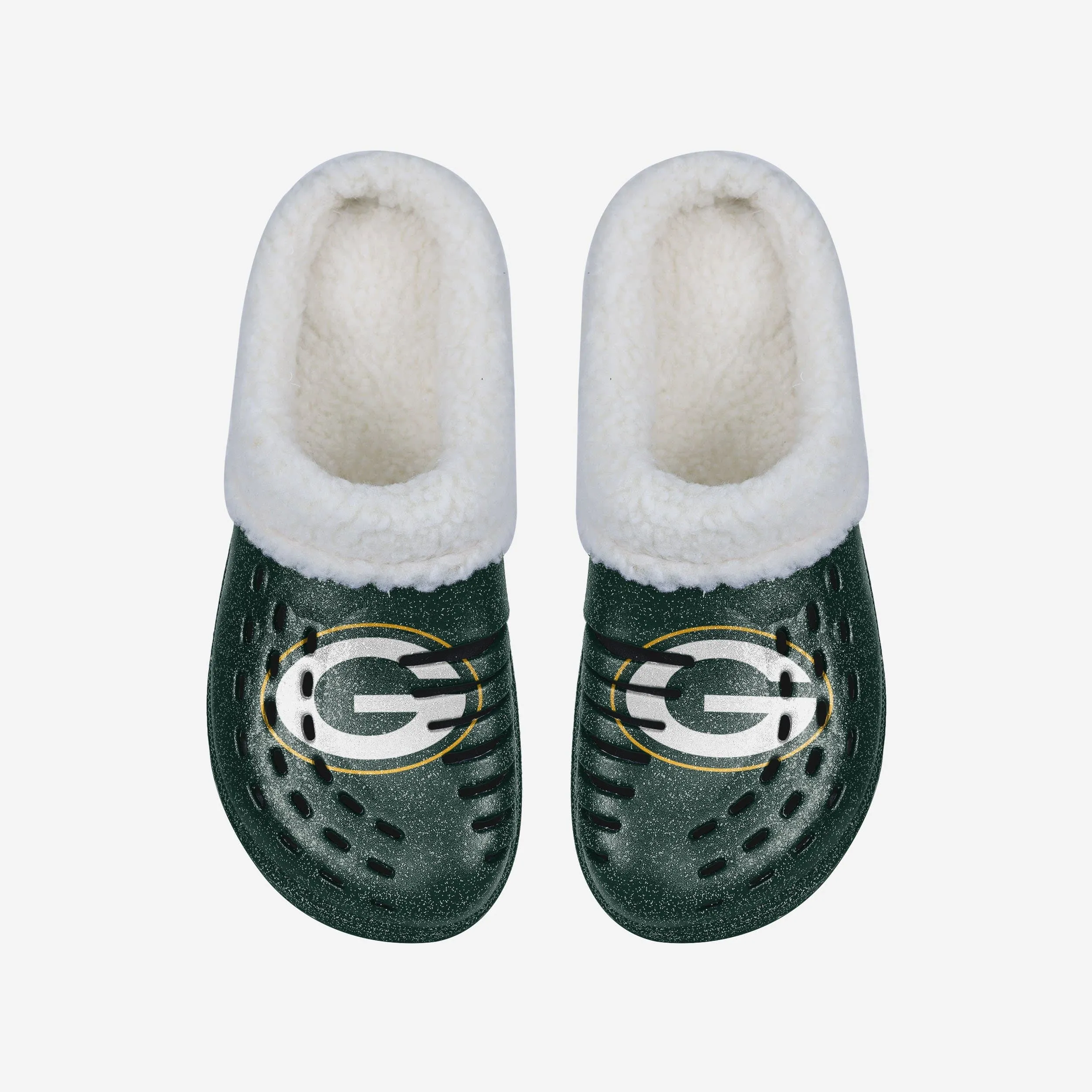 Green Bay Packers Womens Sherpa Lined Glitter Clog