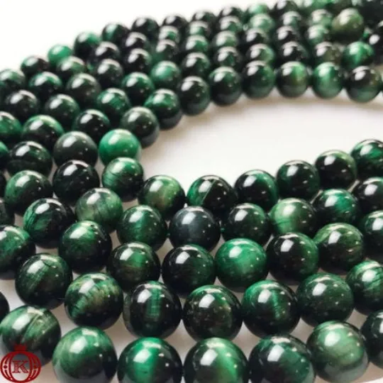 Green Tiger Eye Beads Smooth Round