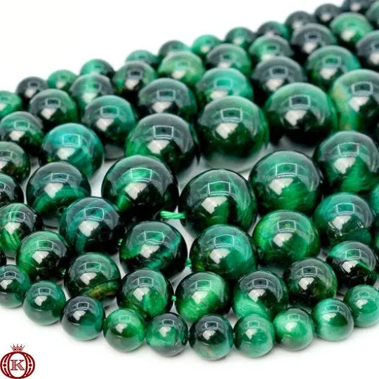 Green Tiger Eye Beads Smooth Round