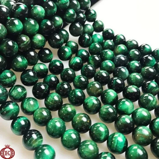 Green Tiger Eye Beads Smooth Round