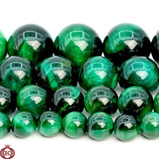 Green Tiger Eye Beads Smooth Round