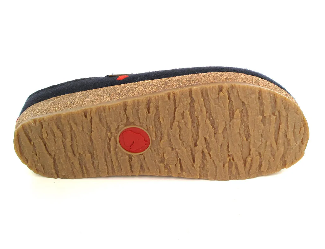 HAFLINGER Clog | Grizzly Cuoricino, Midnight Blue