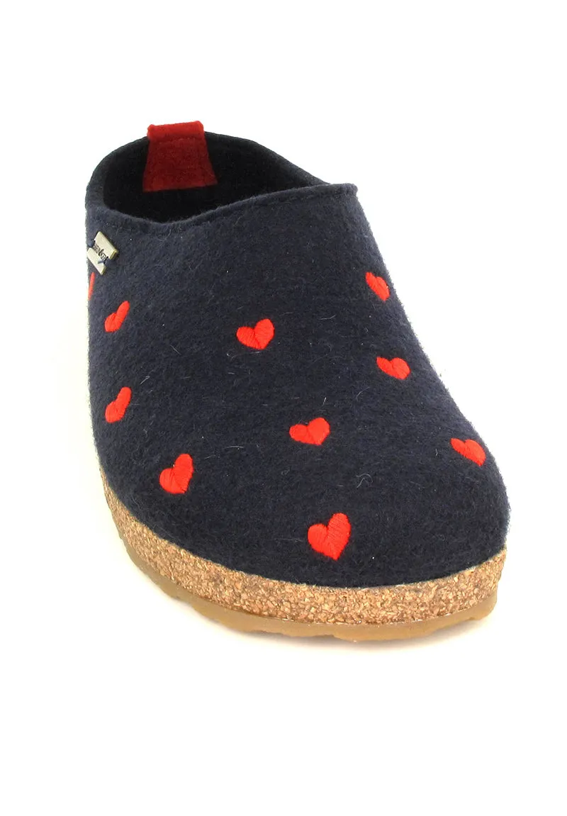 HAFLINGER Clog | Grizzly Cuoricino, Midnight Blue