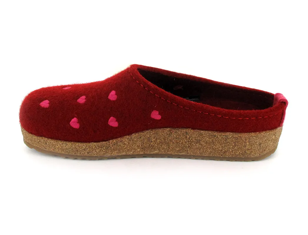HAFLINGER Felt Clogs with Hearts GZ Cuoricino