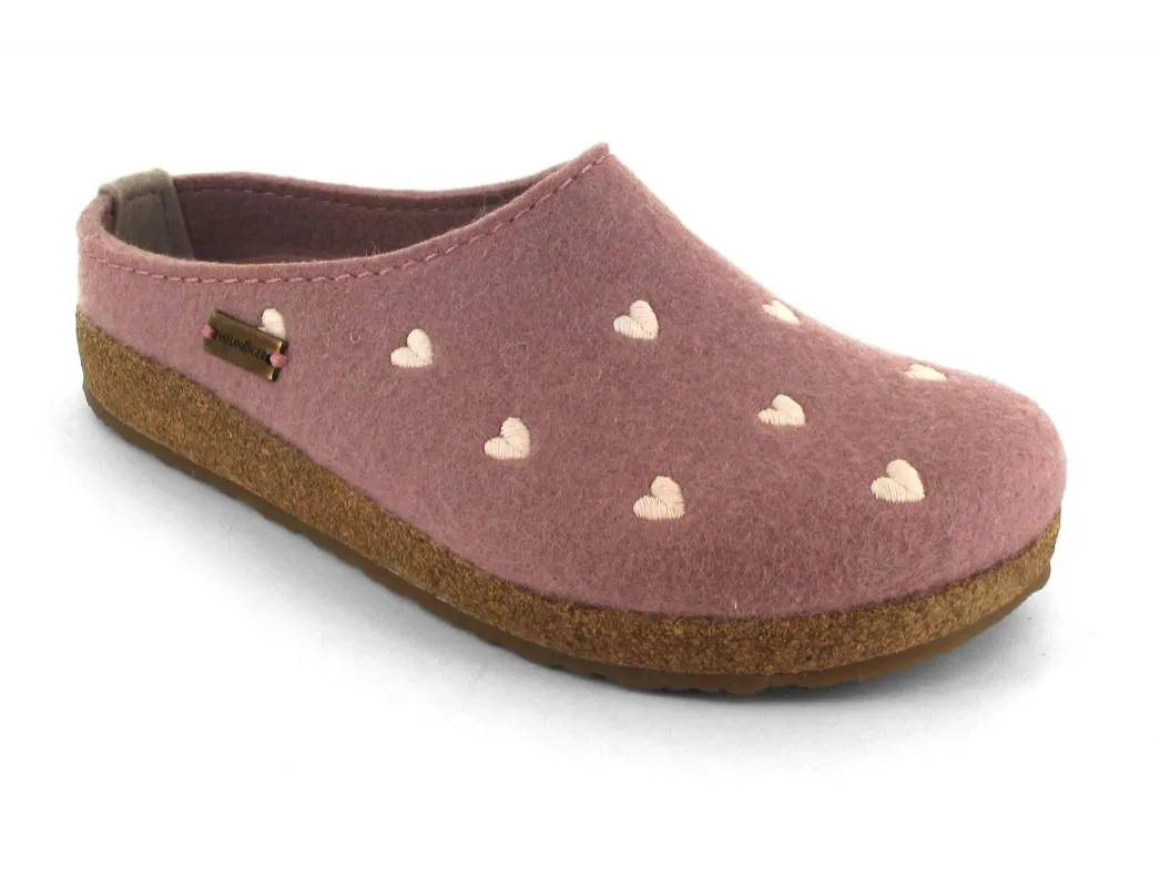 HAFLINGER Felt Clogs with Hearts GZ Cuoricino