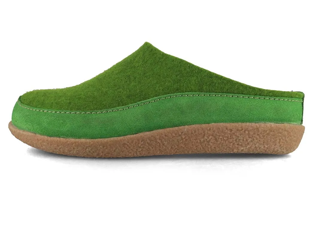 HAFLINGER Men Women Felt Clogs 'Blizzard Skane', green