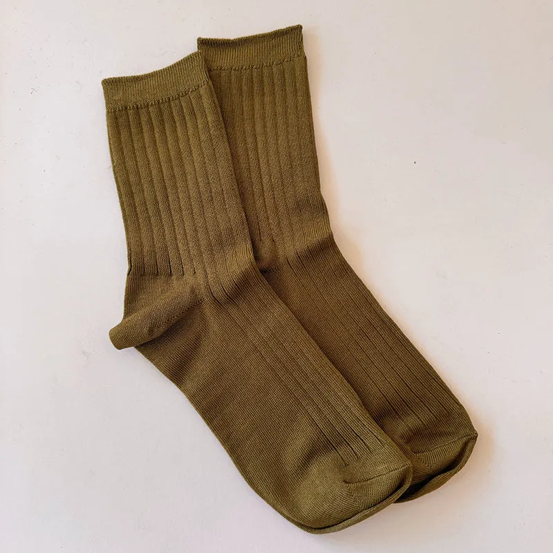 Her socks in Pesto