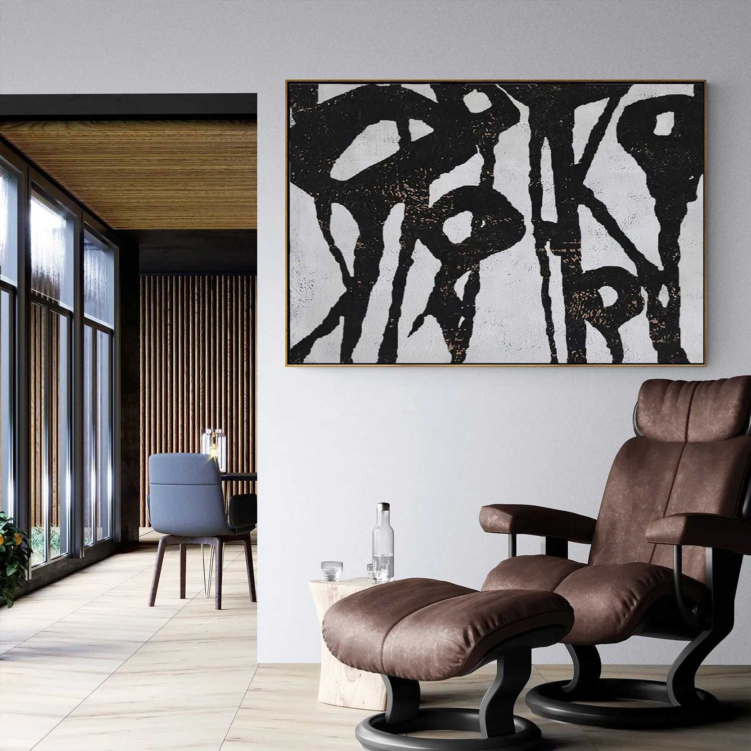 Horizontal Abstract Flower Painting H235H