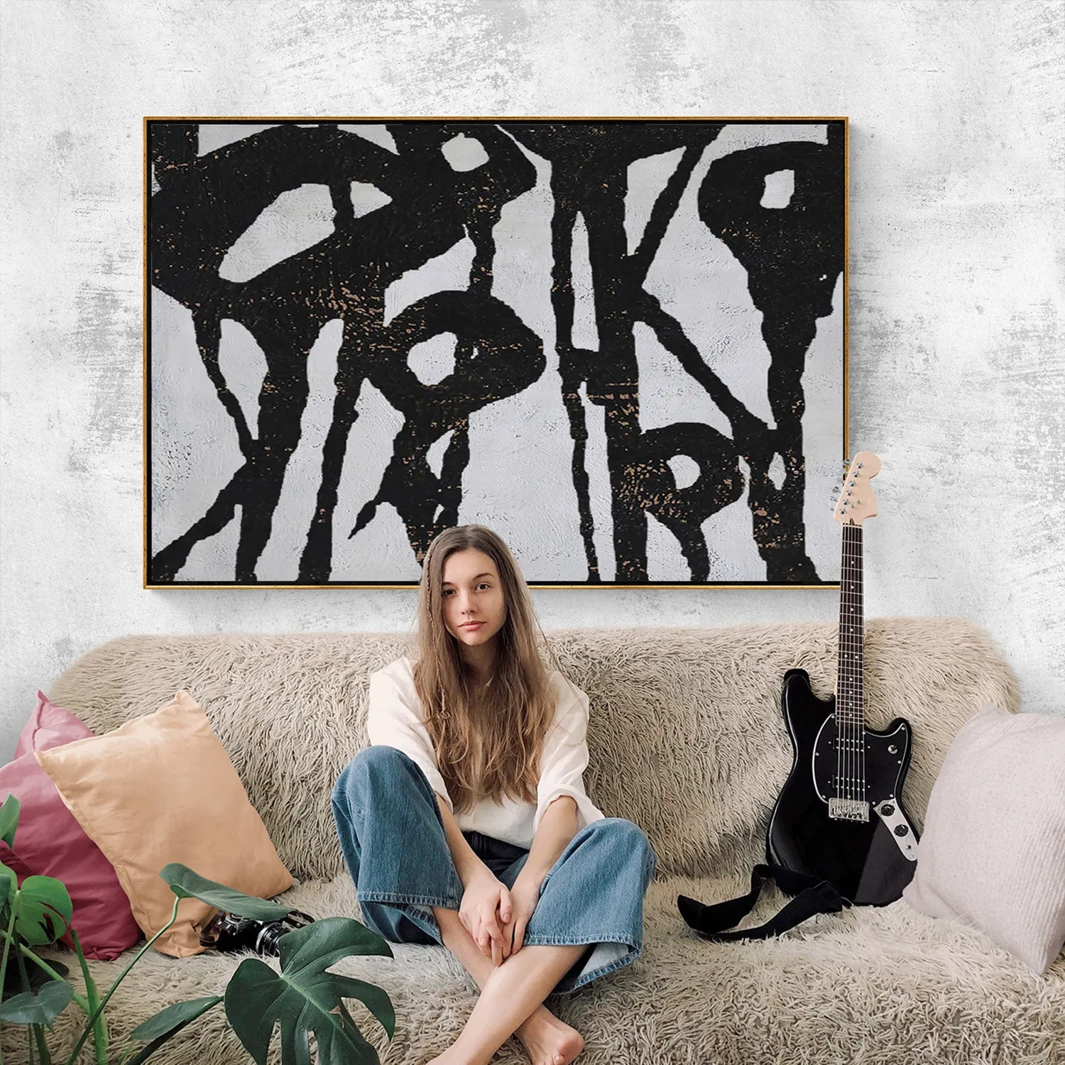 Horizontal Abstract Flower Painting H235H