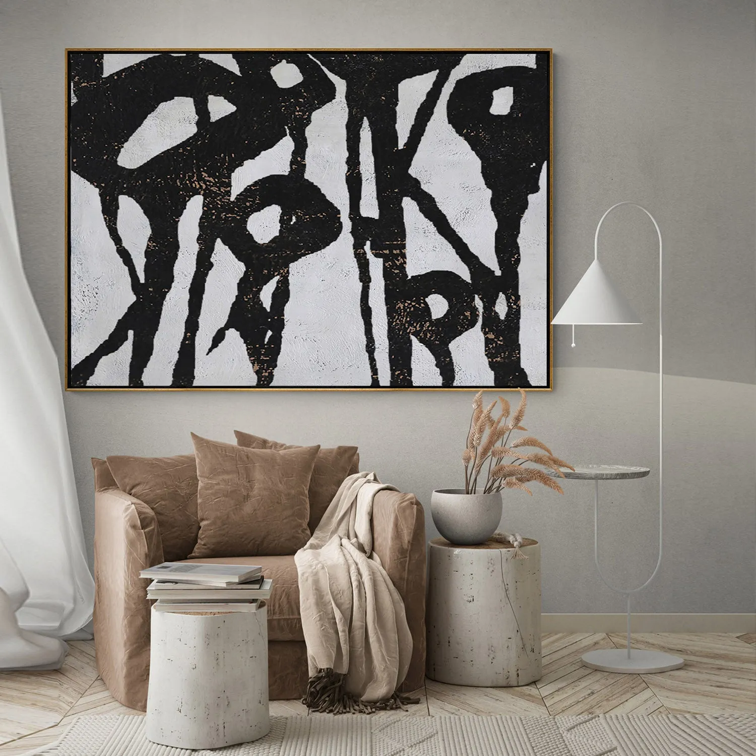 Horizontal Abstract Flower Painting H235H