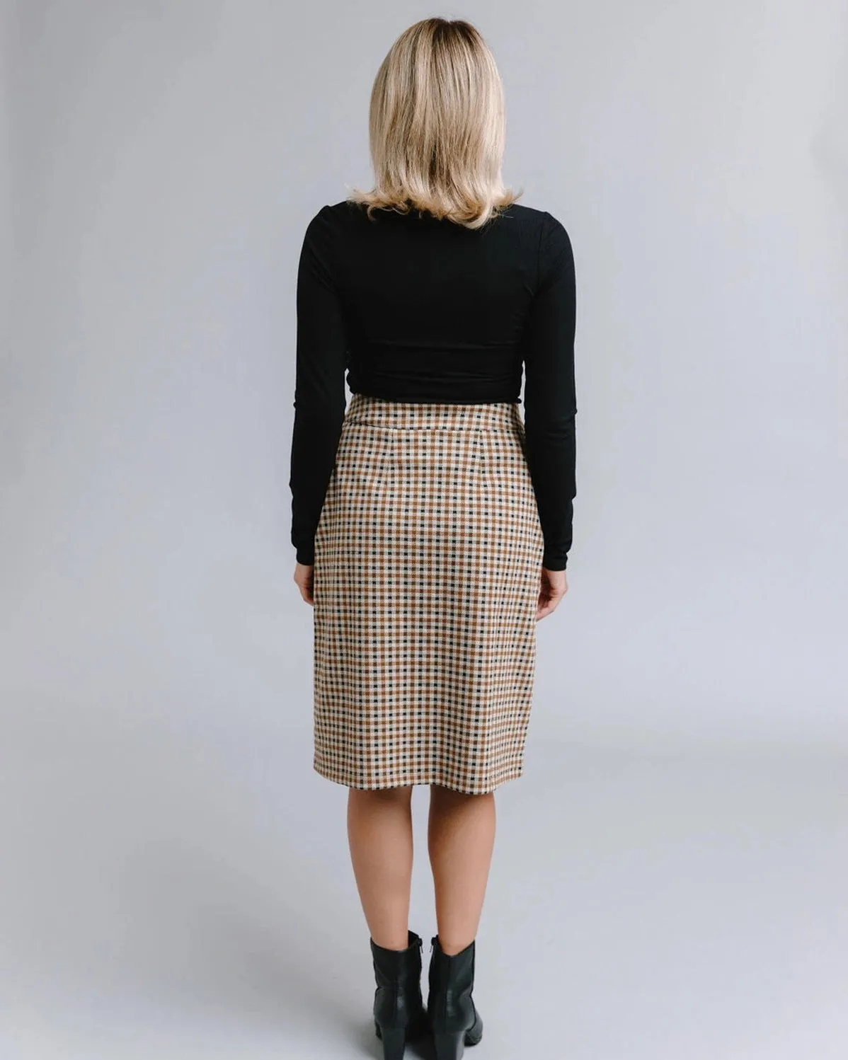 Ivy Plaid Button-Down Skirt - Brown/Black