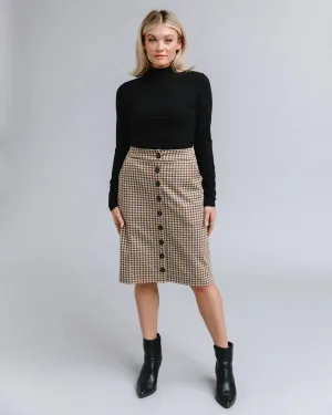 Ivy Plaid Button-Down Skirt - Brown/Black