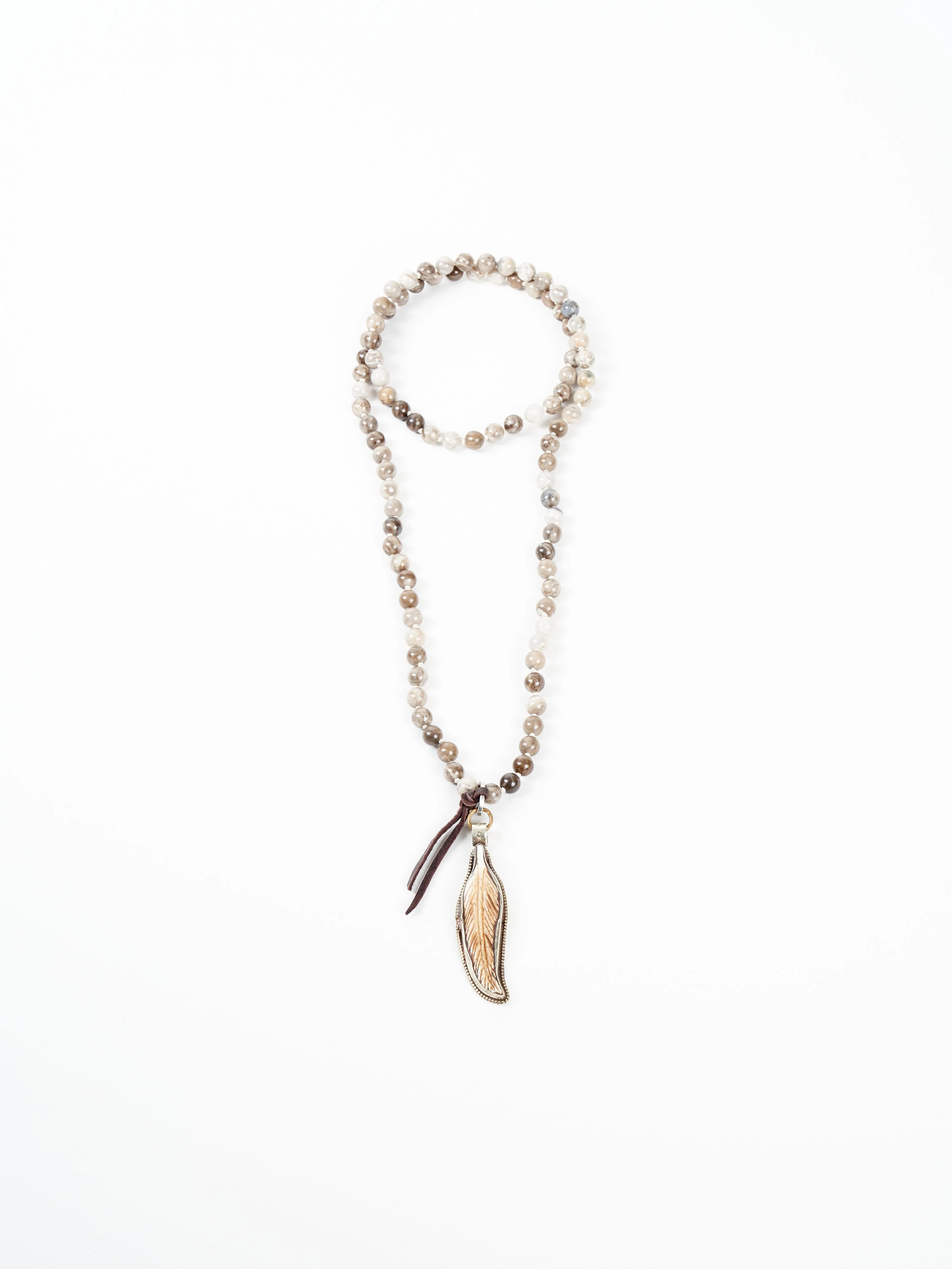 jasper necklace with feather pendant