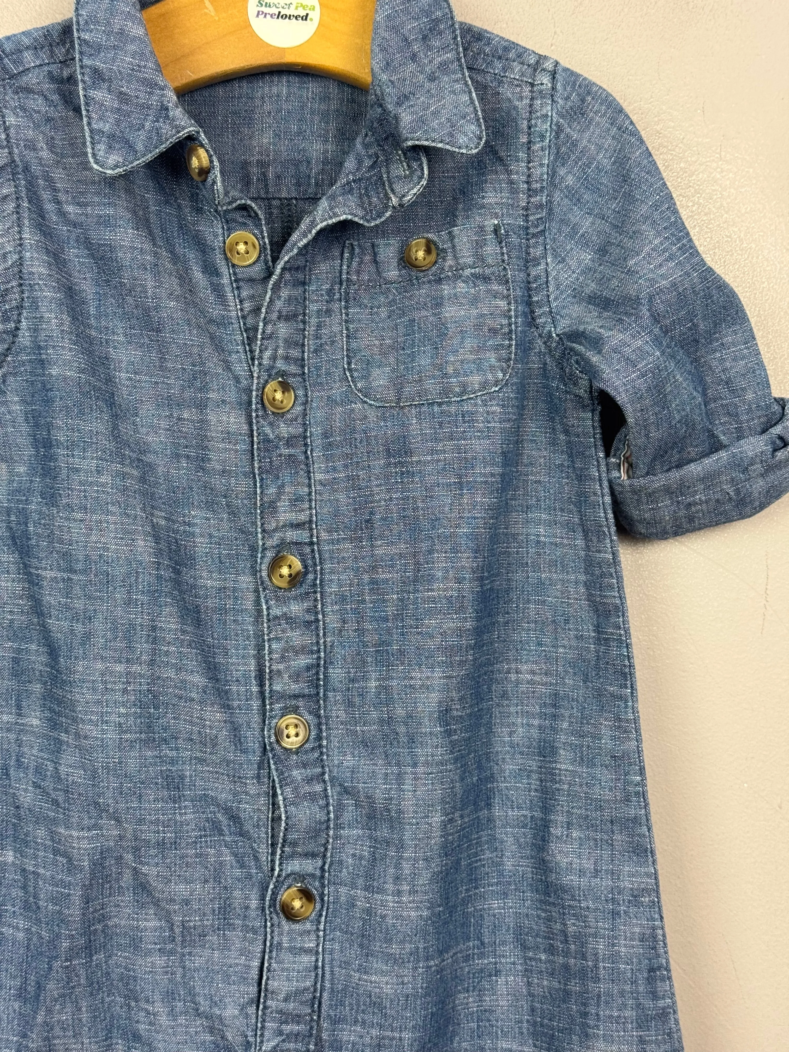 John Lewis Chambray Romper 3-6m