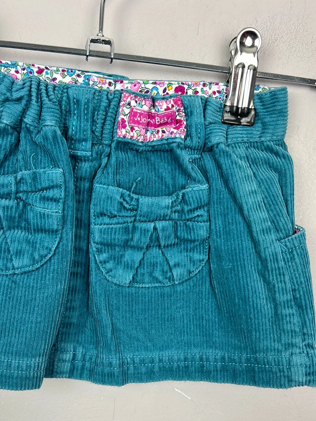 Jojo Maman Bebe teal cord skirt 6-12m