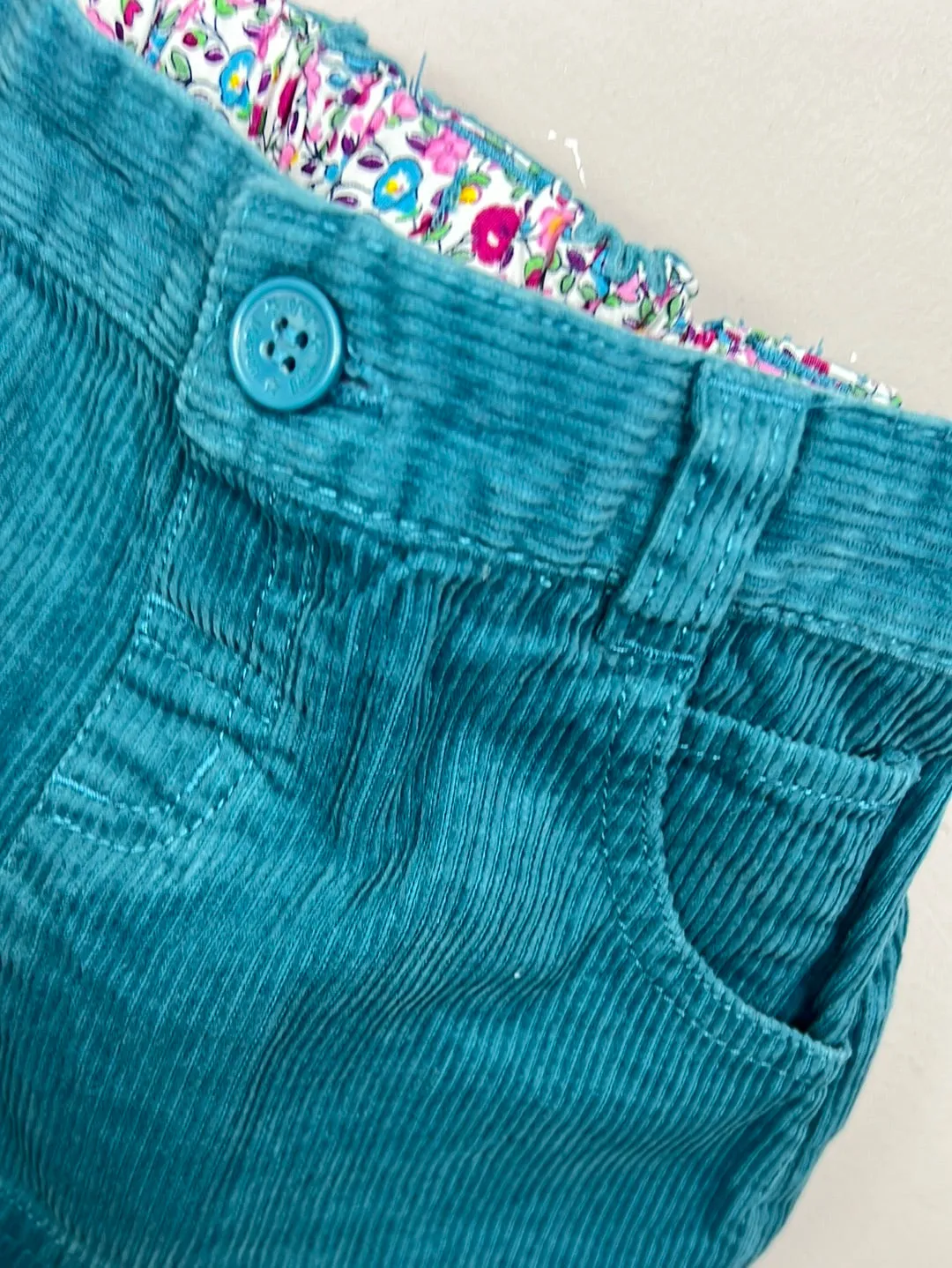 Jojo Maman Bebe teal cord skirt 6-12m