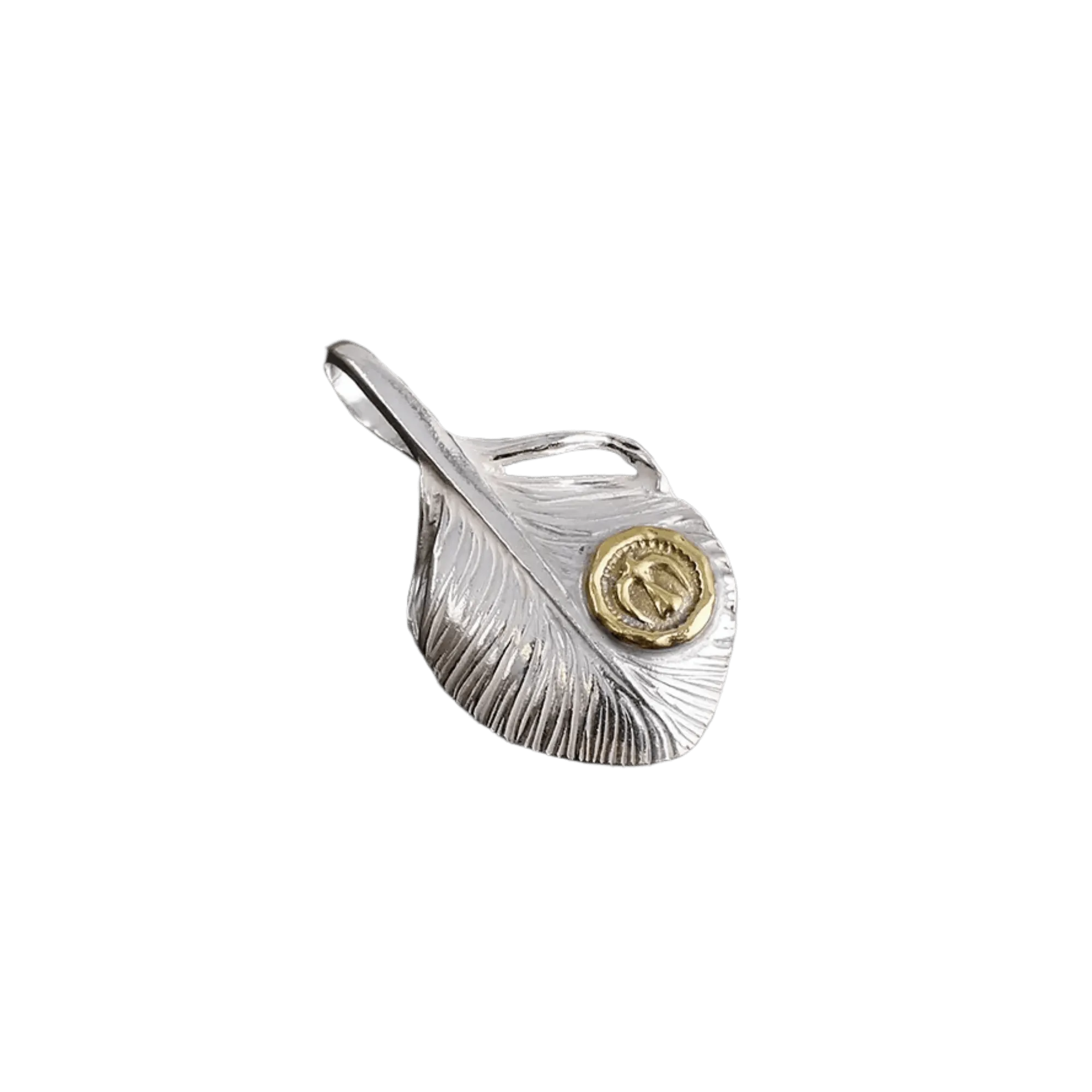 Ken Kikuchi Small K24 Point Silver Feather Pendant F-35/F-36